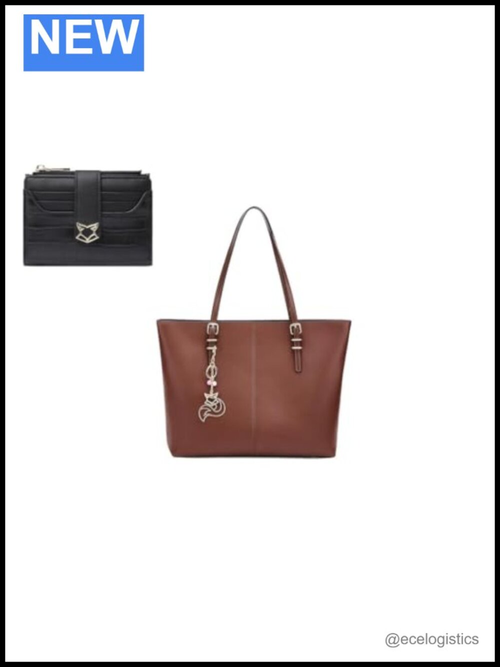 Genuine Leather Large Tote & Small Wallet Set for Women